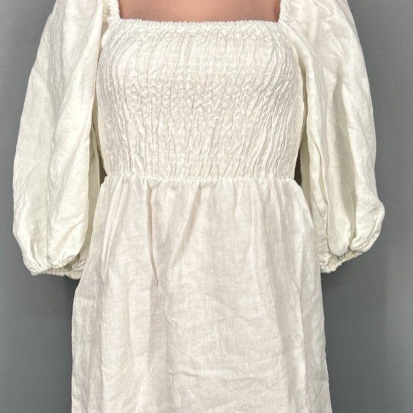 Tuckernuck Dress Puff Sleeve Linen Annie Smocked Mini Size XS - Picture 6 of 7